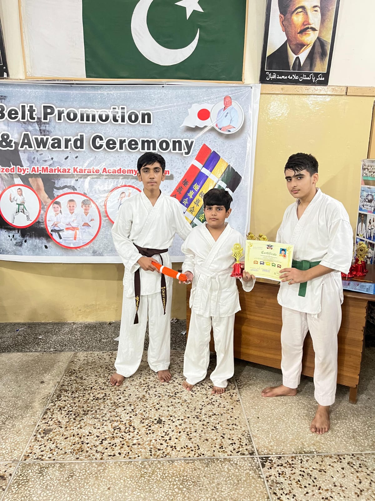 Student receiving belt